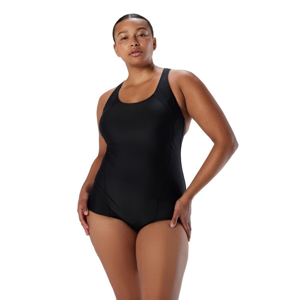 Speedo Race Endurance+ Black One-Piece Swimsuit Axcel Cross-Back Design NWT 6